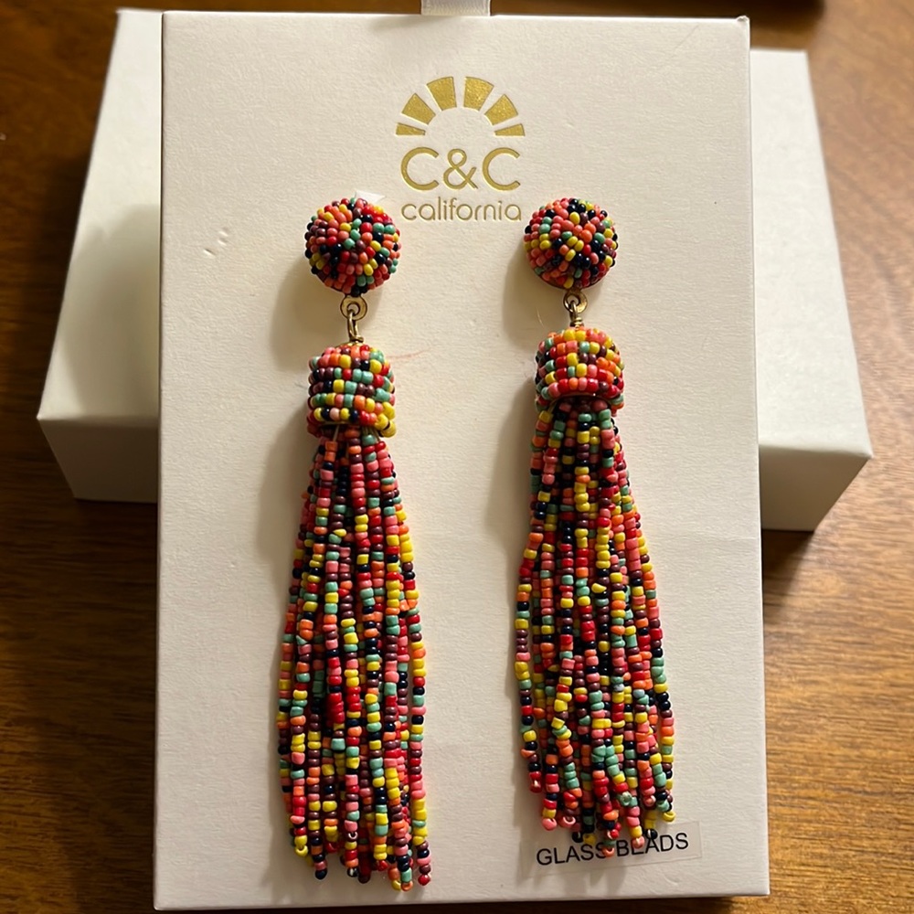 Multi Colored Glass Beaded Earrings by C&C California